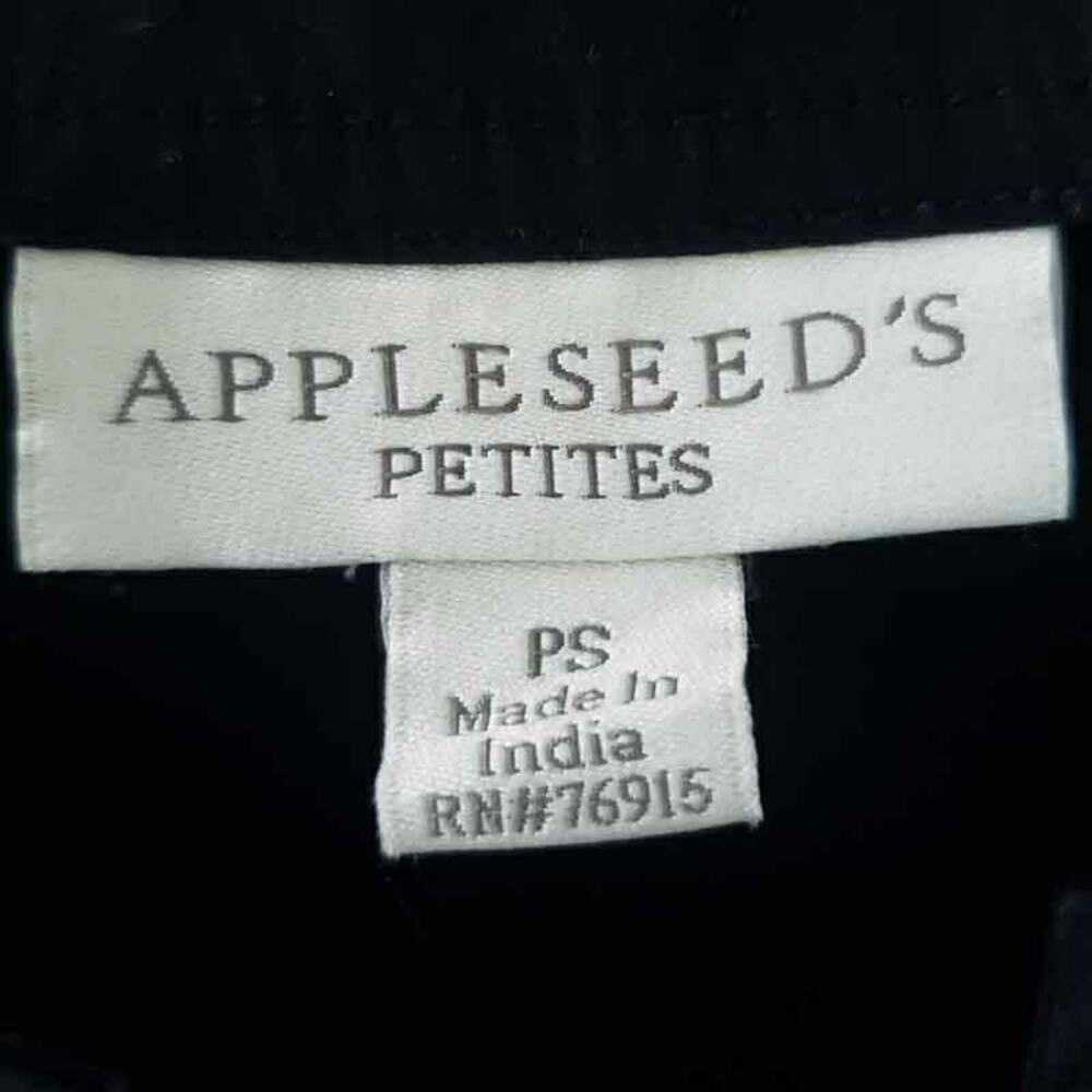 Appleseed's Black Tunic White Embroidery PS Petite, Cotton, 3/4 Sleeves, Neutral - Picture 3 of 4
